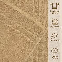 Troveo Super Soft Cotton Hand Towels 400 Gsm | Super Absorbent Multipurpose Hand Towel For Home Gym Workout Traveling Running & Kitchen (Beige) - Pack Of 2