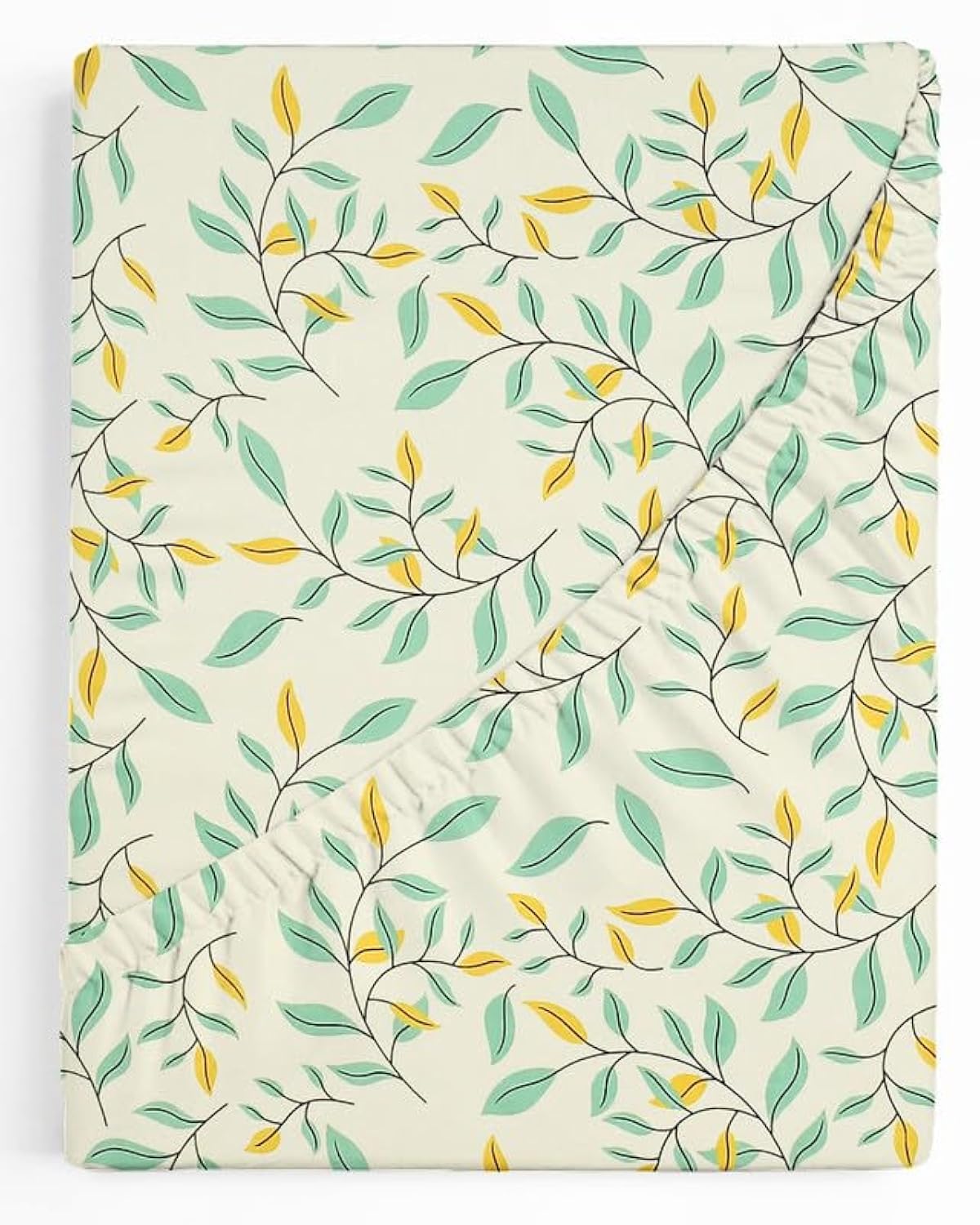 Printed Double Bedsheets With 2 Pillow Covers - Size-78 X72+10 Inches, Cream | King Size Bed With All Around Elastic Breathable Long Lasting