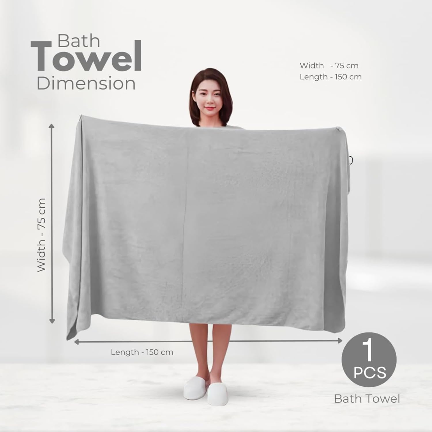 Black Gold The Finer Touch Premium Microfiber Bath Towel 1350 Gsm | Ultra Soft & Absorbent Quick Dry Towel Lightweight Microfiber Bath Towel (Grey) - Pack Of 3