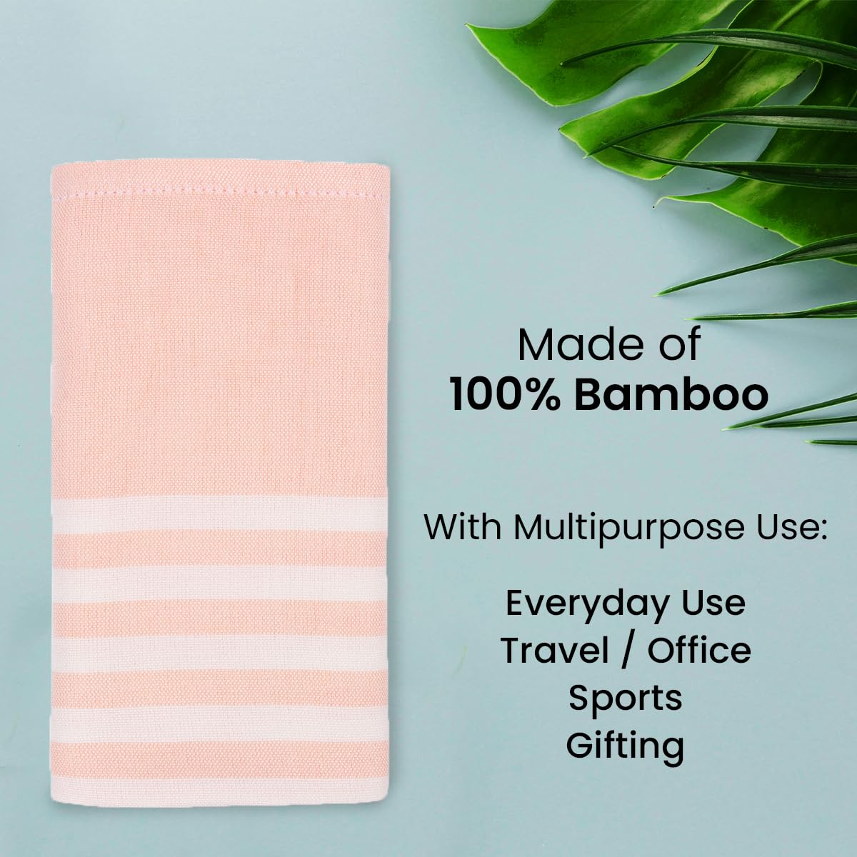 Mush Bamboo Turkish Hand Towels 250 Gsm | 100% Bamboo Gym Towel For Men & Women | Ultra Soft, Absorbent & Quick Dry Towel | Peach & Ice Melt (Set Of 2)