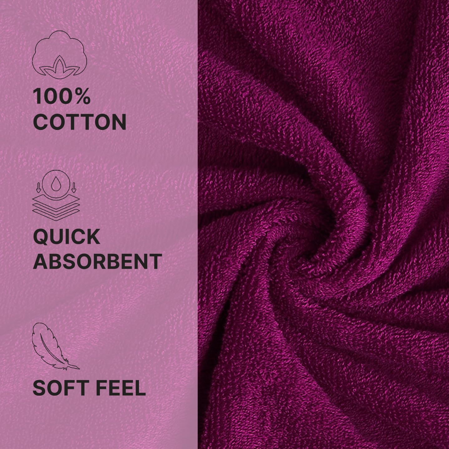 Welspun 100% Cotton Quik Dry Bath Towel 380 Gsm | High Absorbency Super Soft, Fast Drying Bath Towels | Large Size Bath Towel For Men & Women (Dark Magenta)