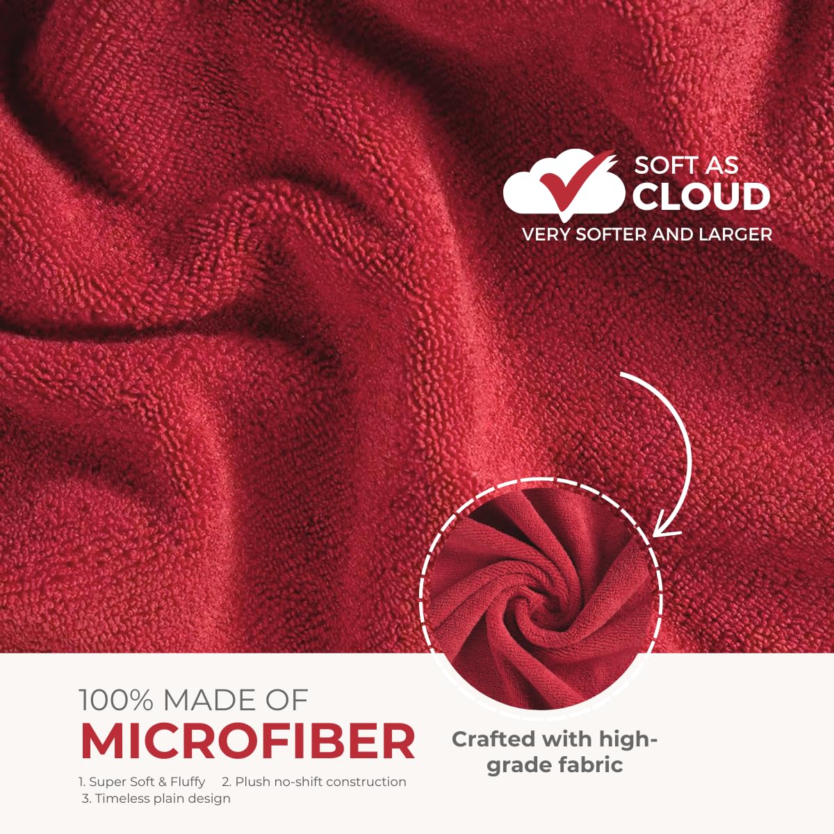 Black Gold The Finer Touch Microfiber Bath Towels 500 Gsm | Super Absorbent, Lightweight, Ultra-Soft, Fade Resistant (Maroon)