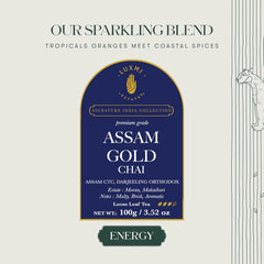 Luxmi Estates Assam Gold CTC Black Tea 100gm, 3.5 Ounce - Saffron, Cinnamon, Natural Cardamom Extract Loose Leaf Tea | Medium Caffeine Chai Patti - Organic Strong Tea