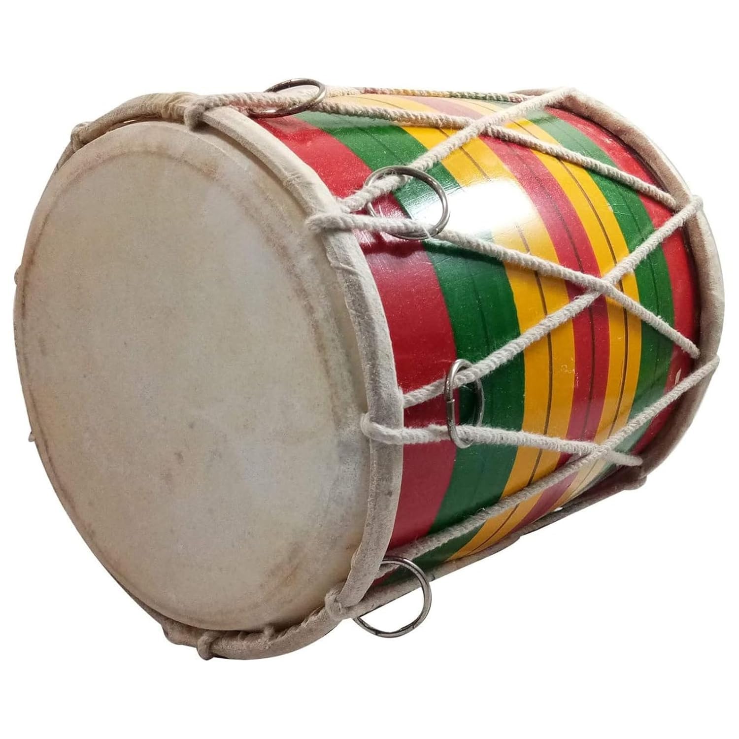 Handmade Miniature Musical Instruments Wooden Kids Dholak - Multicolor | Perfectly Symmetric Round Dholak - Dholak For Festival, Wedding, Satsang | Punjabi Dhol Drum, Housewarming Gifts