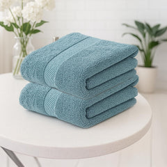 Earthy Fables Premium Bath Towel 600 Gsm | 100% Combed Cotton Ultra Soft, Quick Dry & Highly Absorbent For Home, Travel And Acne-Prone Skin (Aqua) Set Of 2