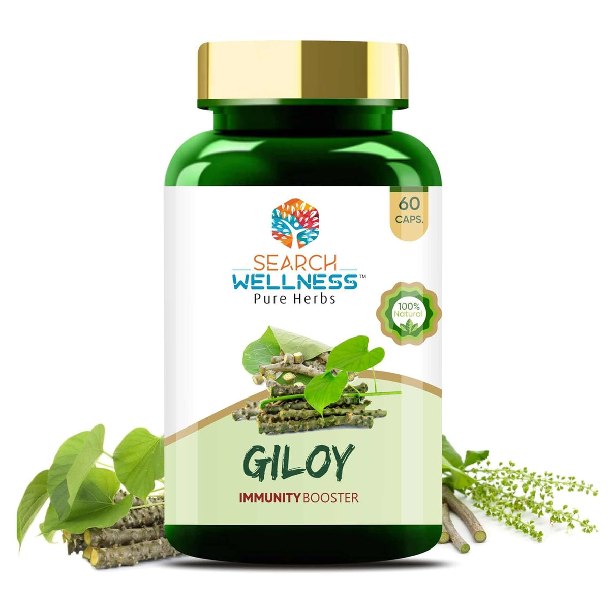 Search Wellness Ayurvedic Giloy Guduchi, Herbal Giloy Ghanvati For Blood Purification, Detoxifies The Body, Enhances Strength & Stamina, Natural Immunity Booster | 60 Capsules 100gm 0.2lbs