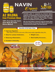 100% Natural A2 Desi Cow Bilona Ghee By Navin Organic | Rich In Nutrients & Delicious Healthy Desi Cow Ghee Good For Overall Health | (1 Litr) 33.8 Ounce | Jar Pack