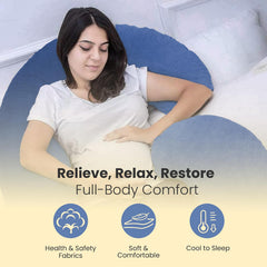 C Shape Full Body Pillow, Pregnancy Pillows For Sleeping, Adjustable, Blue | Maternity Pillows For Back, Hips, Legs, Belly | For Pregnant Women With Removable, Washable Blue Velvet Cover