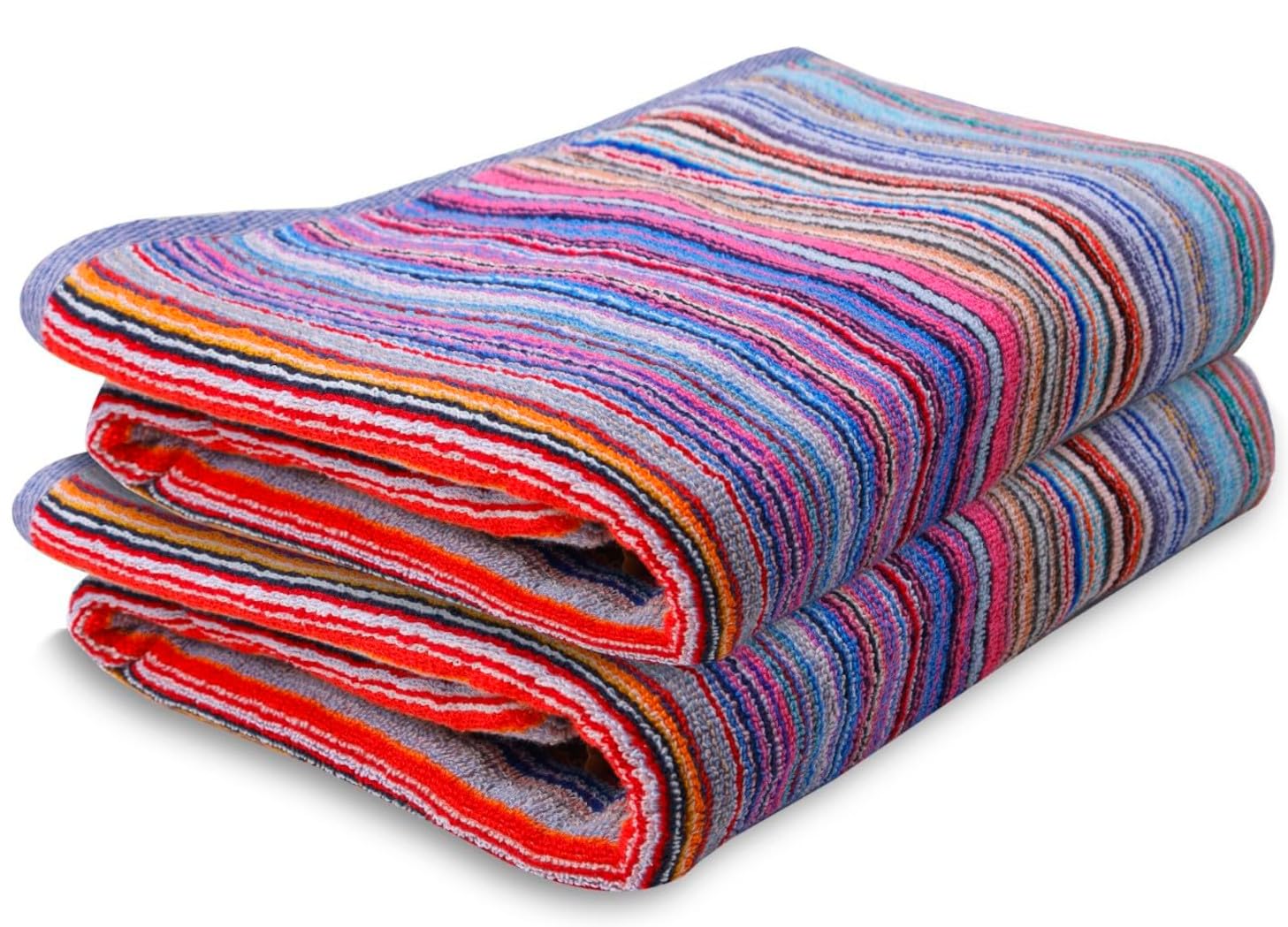 Ambra Linens Highly Absorbent Bath Towels 1 Kg | 100% Cotton, Soft & Plush All Seasons Use, Extra Large Size (Mixed Bandana)- Pack Of 2