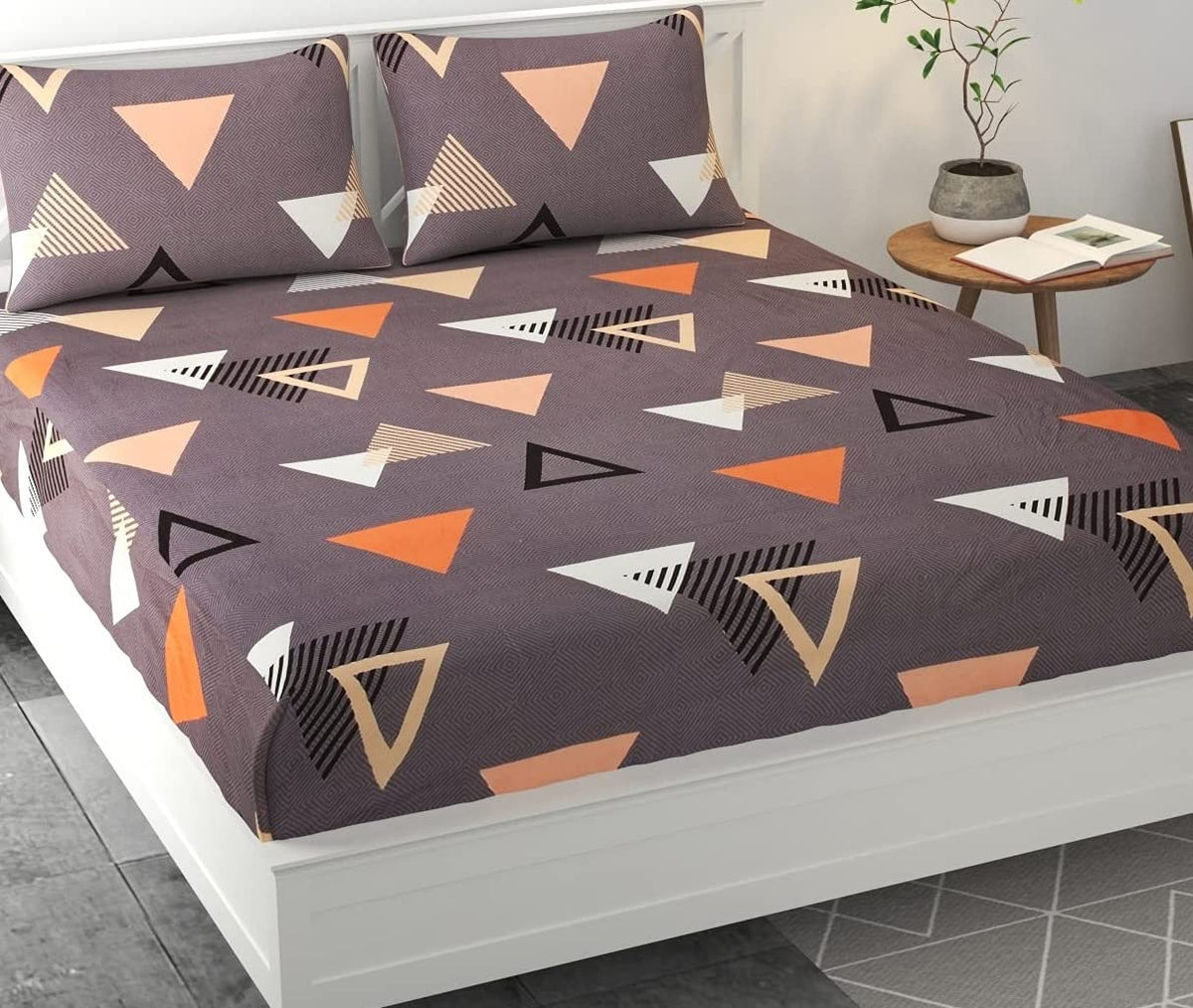Printed King Size Double Bed Bedsheet With 2 Pillow Cover - 90 X 100 Inches, Multicolor | Ideal For House, Hotel, Guest House | Super Soft Cotton Material Bedsheet