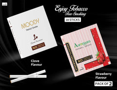 Aarogyam Herbals Pack Of 2 Flavours 100% Tobacco & Nicotine Free Cigarette For Relieve Stress & Mood Enhance Product Strawberry, Moody Clove Flavour - 10 Sticks X 2 Packets