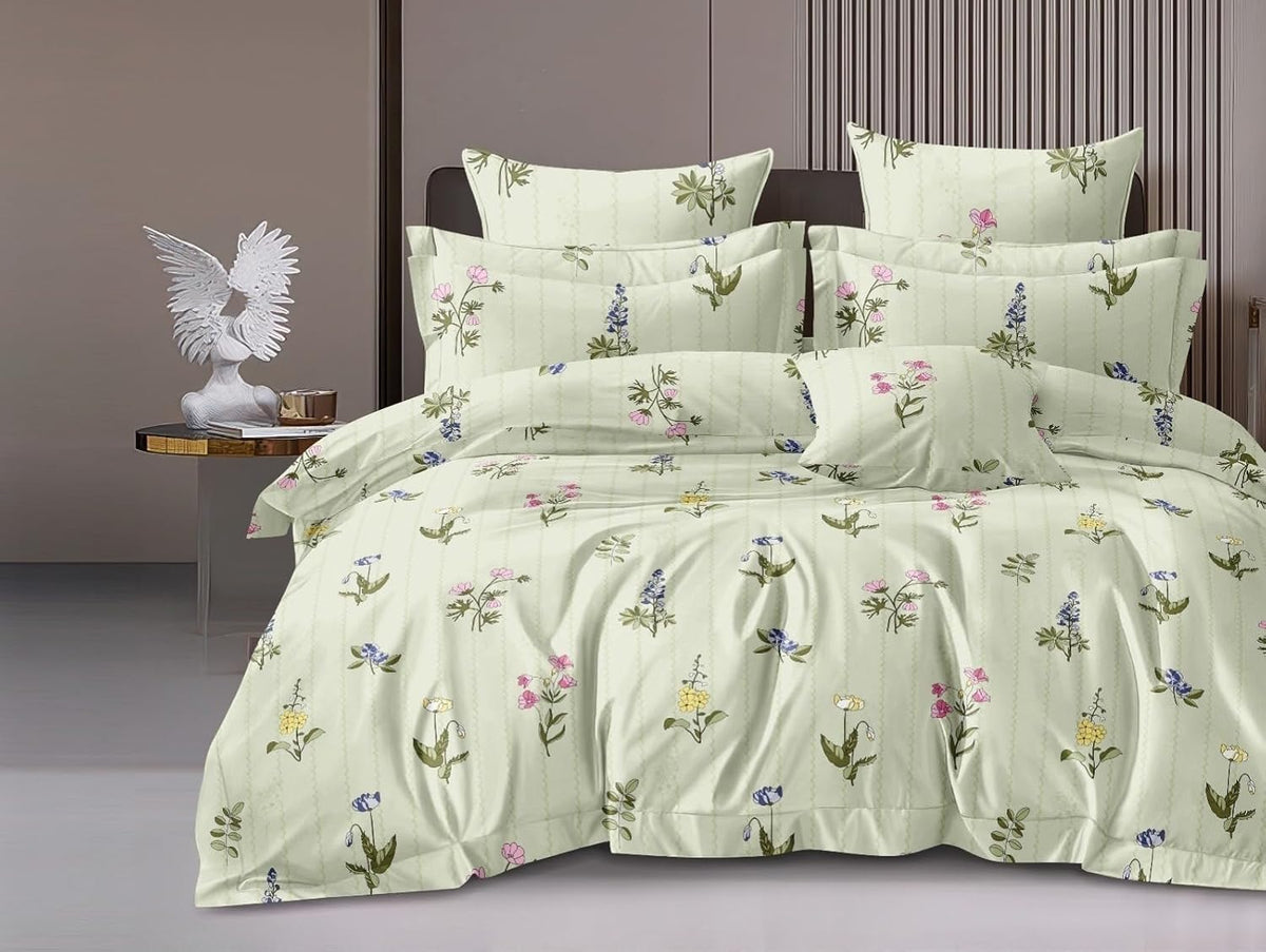 Printed Double Bedsheet For Super King Size With 2 Matching Pillow Covers - 108 X 108 Inches, Multicolor | 300 Thread Count Skin Friendly & Luxuriously Smooth To Touch Bedsheet