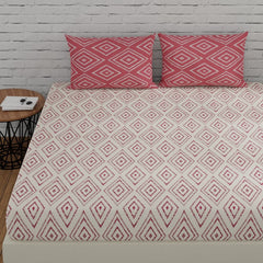Perfect Cotton Double Bedsheet With 2 Pillow Cover - 88 X 96 Inches, White & Peach Pink | Soft & Durable For Everyday Use & Bedroom - All Season Comfort
