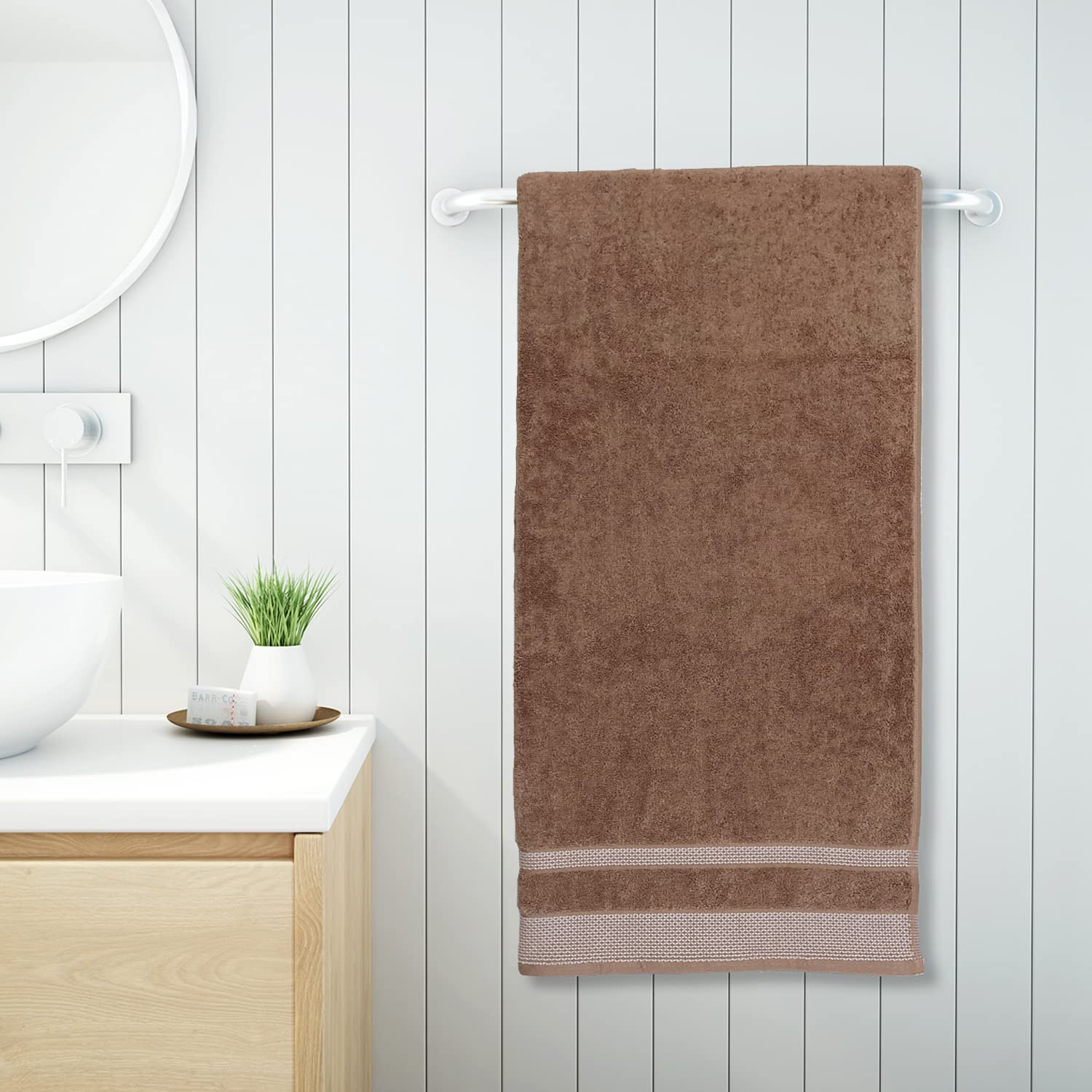 Spaces Hygro Cotton Bath Towel 600 Gsm | Dries You Quicker Blooms Softer When Washed Dries You Quicker (Light Brown)