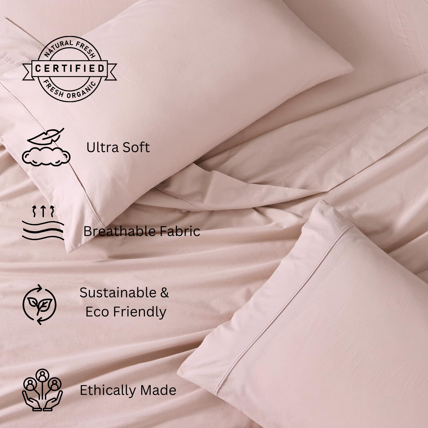 Breathable Cotton Flat Bedsheets With Pillow Cover - 60 X 90 Inches, Sepia Rose | Looking For Everyday Bedding | Softness Every Night | 144 Thread Count