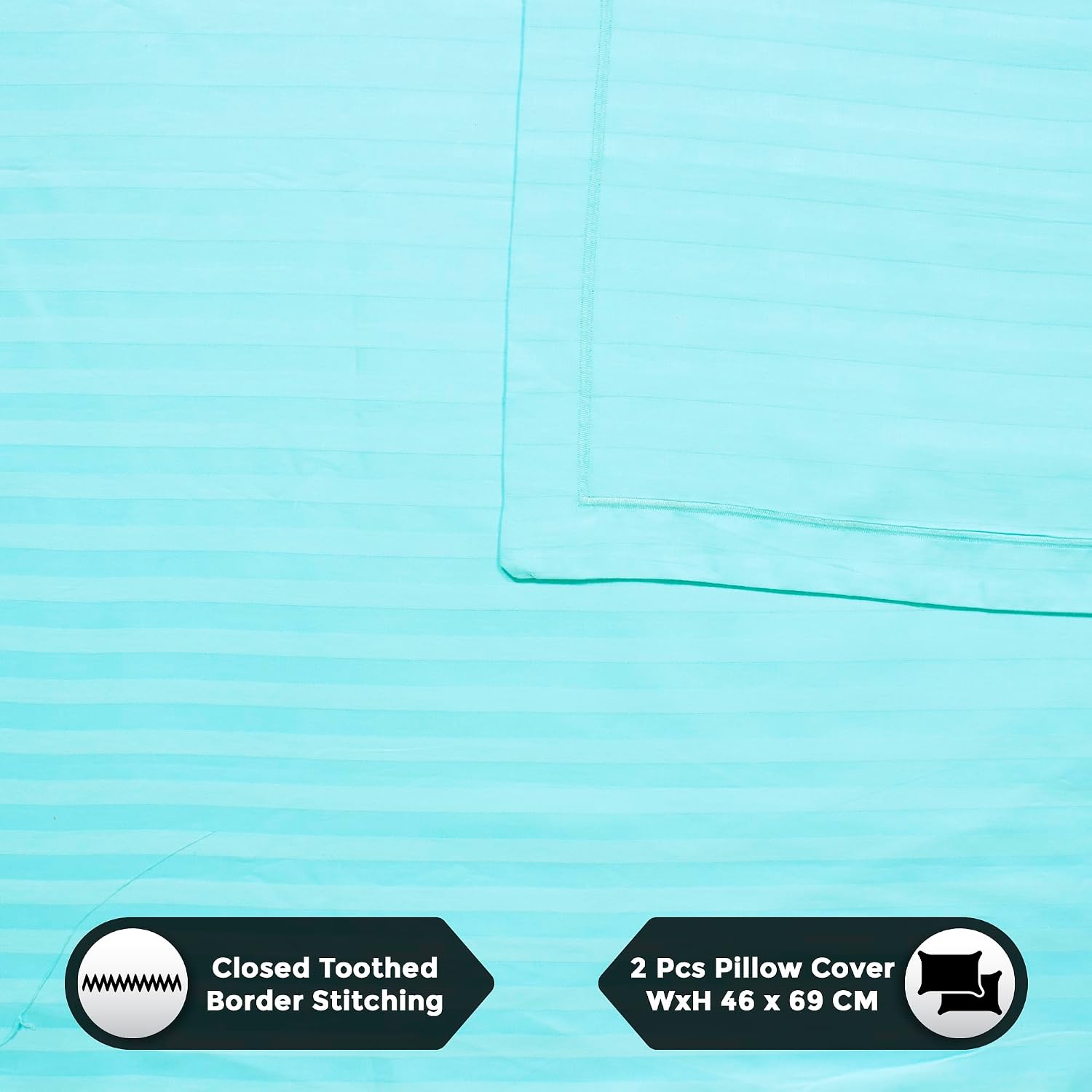 Satin Stripes King Size Cotton Bedsheet With 2 Pillow Covers - 108 X 108 Inches, Sky Blue | Perfect For Home Decor, Guest House | Ideal For All Seasons