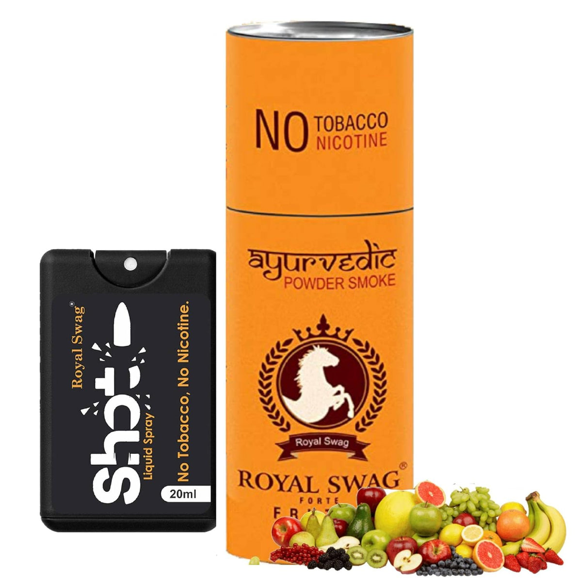 Royal Swag Herbal Nicotine Free Cigarettes (100% Tobacco-Free 100% Nicotine-Free) Frutta Flavoured | Smoking Cessation (Pack Of 5) With 20ml Shot Anti Addiction Spray