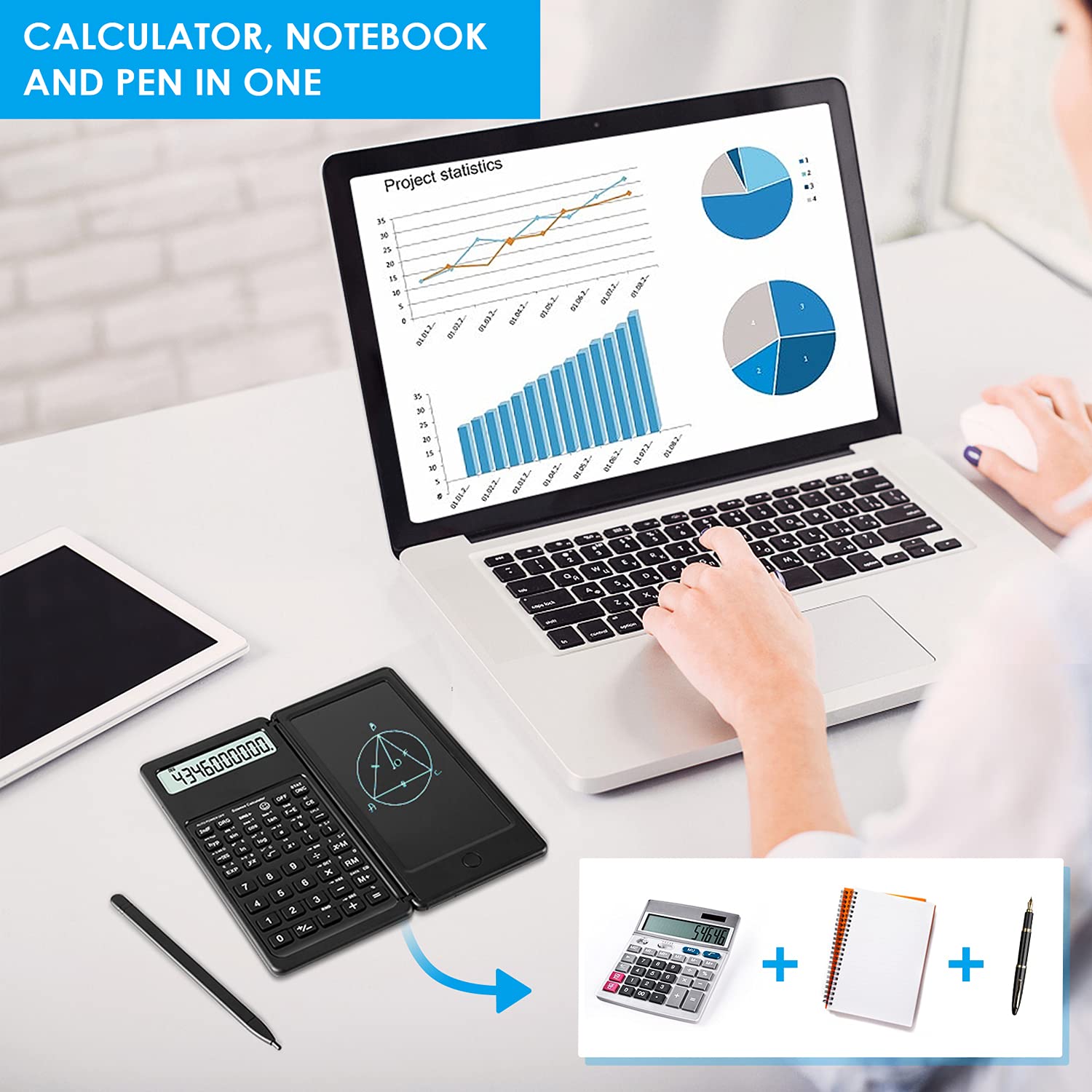 Ipepul Scientific Calculators For Students, 10 Digit Large Screen, Math Calculator With Notepad, Classroom Must Haves For Middle High School Supplies & College (Black)