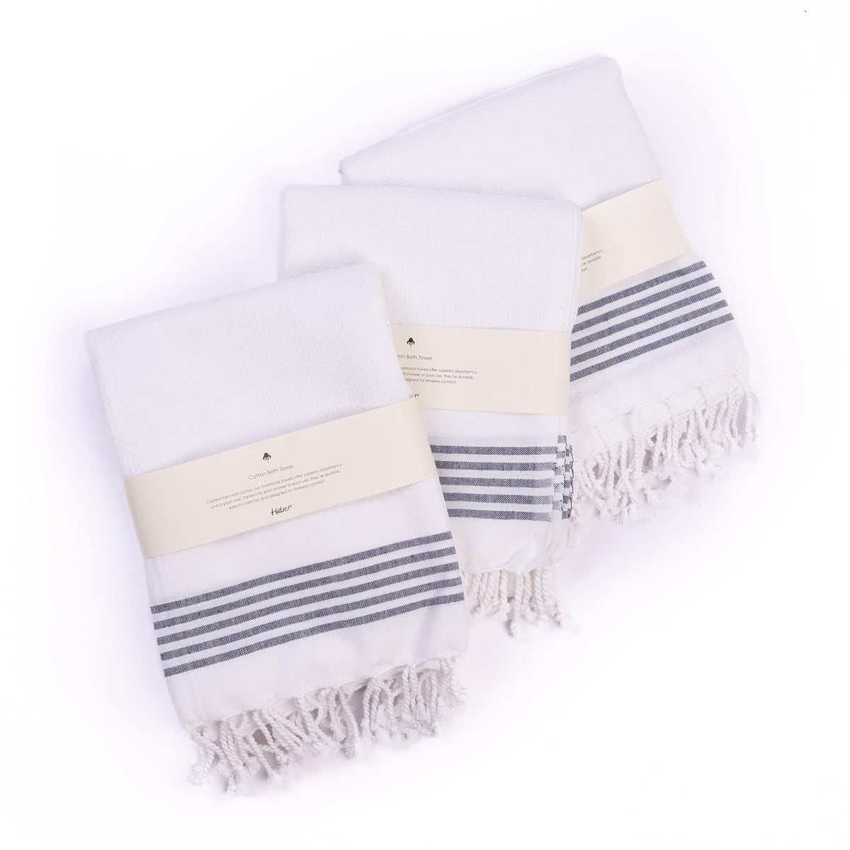 Haber Premium Light Weight 100% Cotton Bath Towel 750 Gsm | Unique Micro Waffle Texture For Active Feel, Quick Absorption & Faster Drying Towel (Pearl)- Pack Of 3