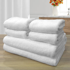 The Veloure Hotel 2 Bath & 4 Hand Towel 1800 Gsm | Pure Cotton, Super Soft, Anti Microbial Towel - Set Of 6 (White)