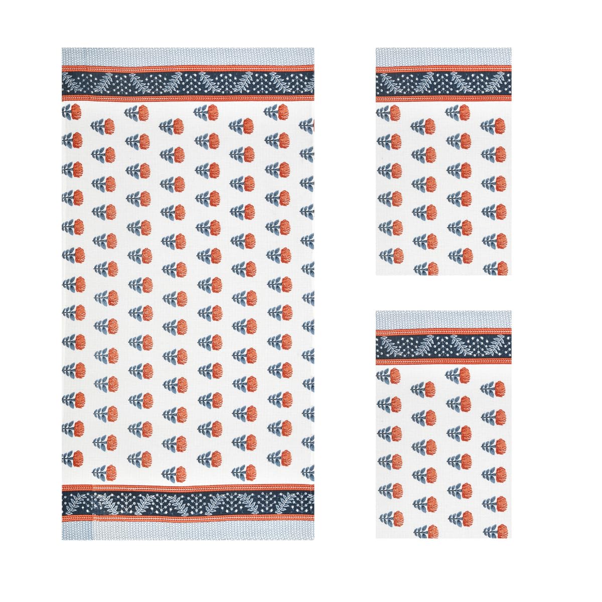 Mafatlal Madhuban Premium Waffle Cotton 1 Bath & 2 Hand Towel 700 Gsm | Hand Printed Quick Dry, Soft & Absorbent Towel (Cranberry) - 3 Pcs