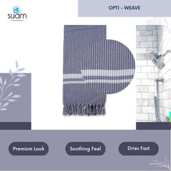 Suam Poppy Pure Cotton Towel 400 Gsm | Lightweight, Quick Dry 220 Tc Luxury Bath Towel For Beach & Gym | Soft Towel Standard Size (Flint Grey)