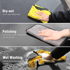 Hsr Car Accessices Cleaning 500 Gsm Microfiber Towel For Car Cleaning & Detailing - Dual Sided, Extra Thick Plush Microfiber Cloth (Pack Of 4) | Yellow & Grey