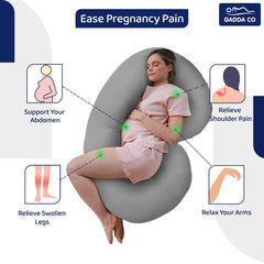 Pregnancy Pillows For Sleeping, C- Shape, Full Body Pillow & Maternity Support, Grey | For Back, Hips, Legs, Belly | For Pregnant Women With Removable, Washable Velvet Cover, Soft Pillow
