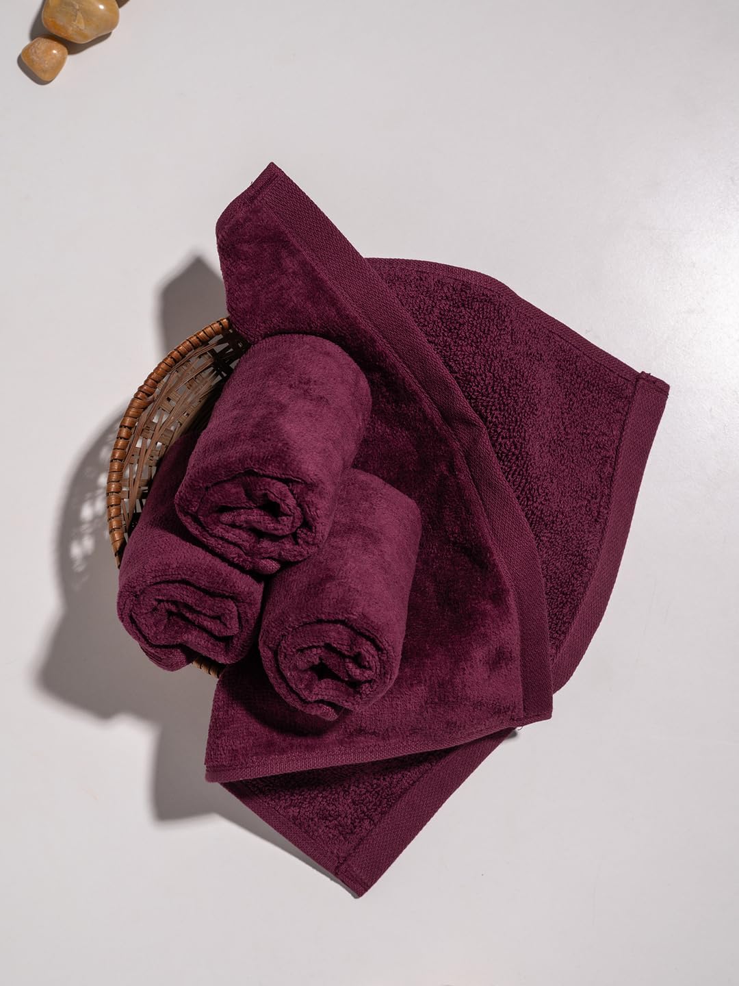 Damensch 100% Cotton Face Towel 600 Gsm | Super Soft Gym For Workout, Ultra Absorbent Towel Quick Dry Face Towel - Midday Maroon (Pack Of 4)