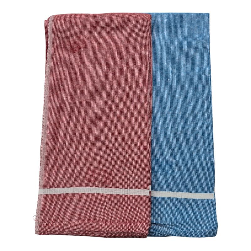 Ambika Stores & Readymades Large Size Kerala Traditional Cotton Bath Towel/Thorthu 700 Gsm | Light Weight Kerala Thorth & Stitched Towels (Rosy Brown & Blue) - 2 Pcs