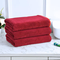 Black Gold The Finer Touch Premium Microfiber Bath Towels 1200 Gsm | Lightweight Ultra-Soft Fade Resistant (Maroon) - 3 Pcs
