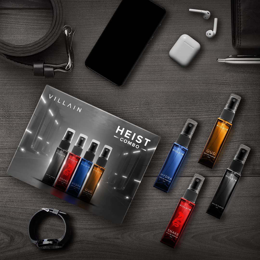 Villain Heist Combo Premium Perfume Gift Set - 4x 0.27 Fl.oz. | Luxury Gift Kit For Men