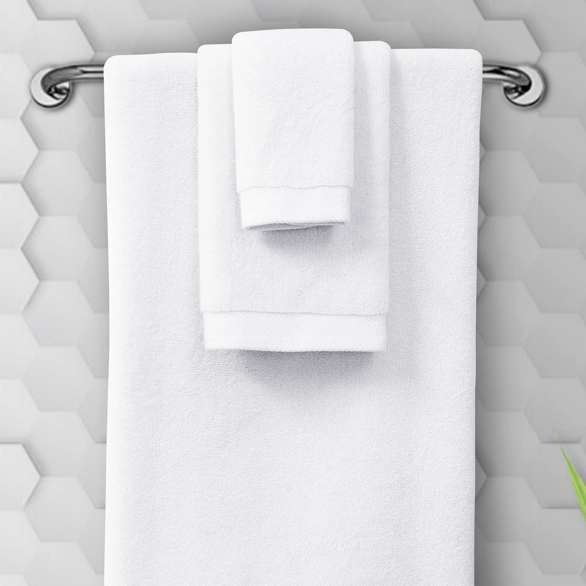 Spread Spain Resort Luxurious Cotton Towels 720 Gsm | Bath, Hand & Washcloth Towels Sets Of 3 Super Softness & Absorbent (White)