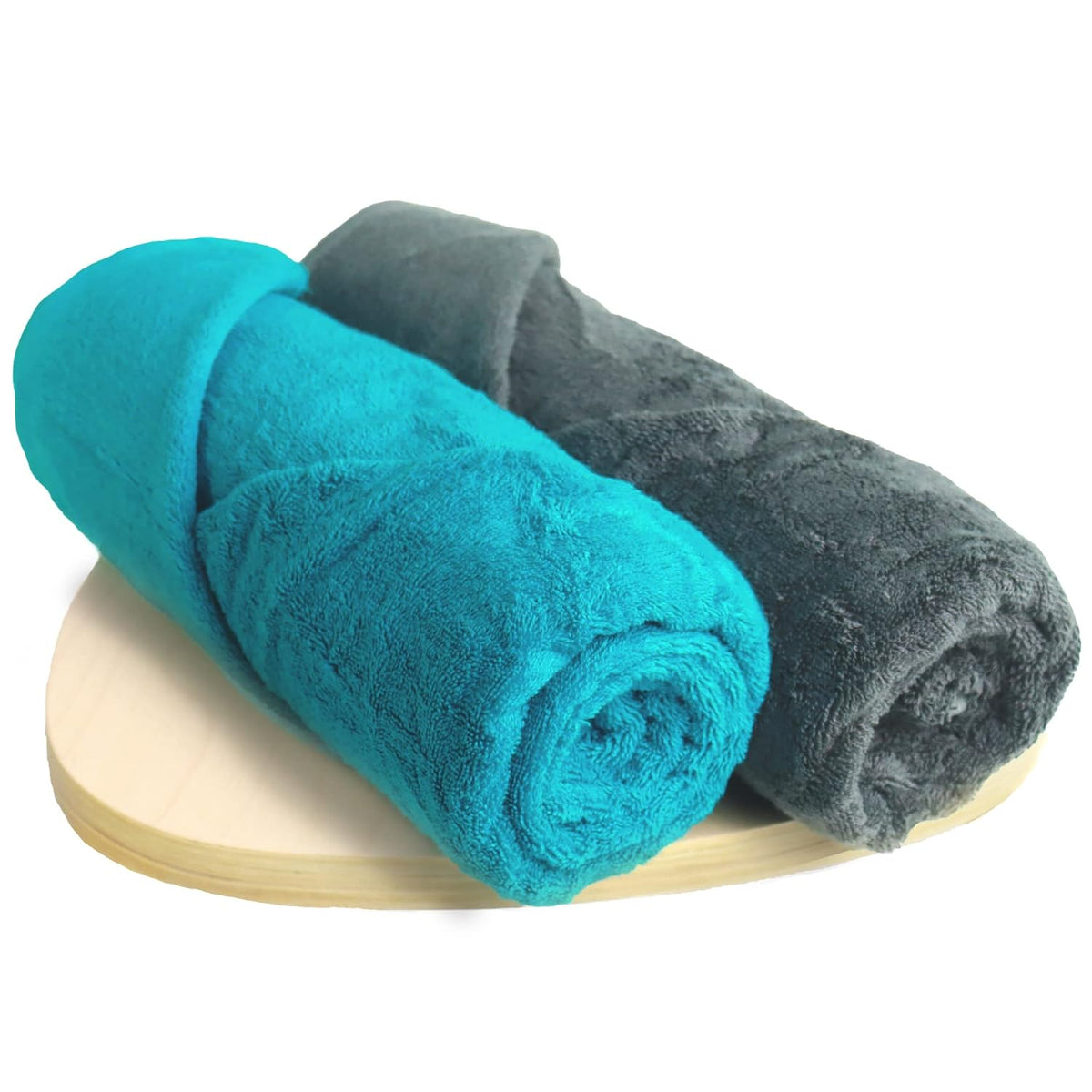 Heelium Bamboo Bath Towel 600 Gsm | Ultra Absorbent | 3x Softer Than Cotton Towels Pack Of 2 - Grey, Teal