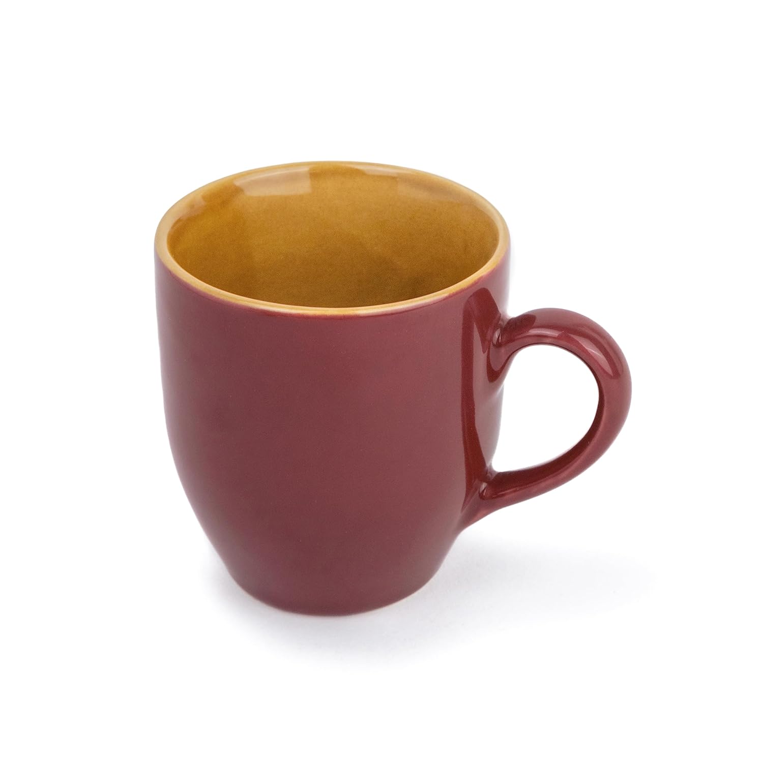 Ceramic Coffee Mug Set Of 6 - 300ml Each, Burgundy | Medium Mug With Glossy Finish - Stoneware Coffee Cup Set | Ceramic Cup - Microwave Safe & Dishwasher Safe