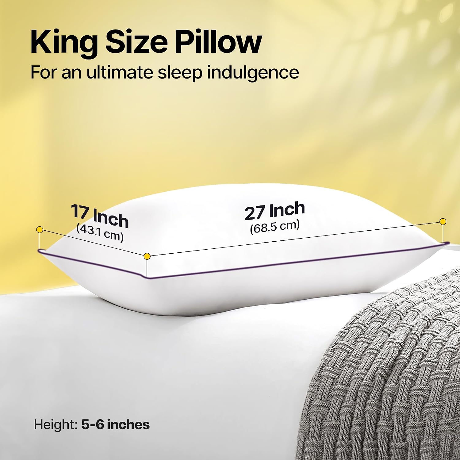 Ultimate Cozy Sleeping Pillow, Gel Microfiber Bed Pillow, White, King Size | Bed Pillow For Long Lasting Fluffiness, Breathable & Hypo - Allergenic Cushion For Bed - Pack Of 4