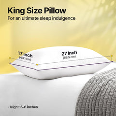 Ultimate Cozy Sleeping Pillow, Gel Microfiber Bed Pillow, White, King Size | Bed Pillow For Long Lasting Fluffiness, Breathable & Hypo - Allergenic Cushion For Bed - Pack Of 1