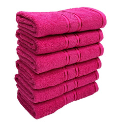 Stamio Cotton Hand Towel 425 Gsm For Men, Women, Home Use, Gym, Wash Basin | Soft, Absorbent, Quick Dry, Small Size Towels, Travel Friendly (Magenta) - Set Of 6