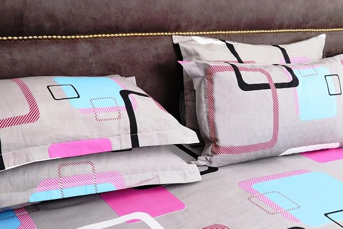 Pure Cotton Double Bed Bedsheet With 2 Pillow Covers - Size 90 X 100 Inches, Grey | Lightweight, Soft & Breathable - Perfect For Gifting On Weddings Bedsheet