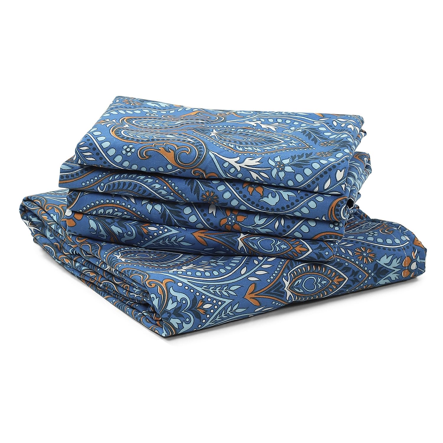Cotton Rich Double Bedsheet With 2 Pillow Covers - 82 X 84 Inches, Blue & White | Skin Friendly Fabric For Everyday Comfort - Perfect Gifting For Wedding Anniversary