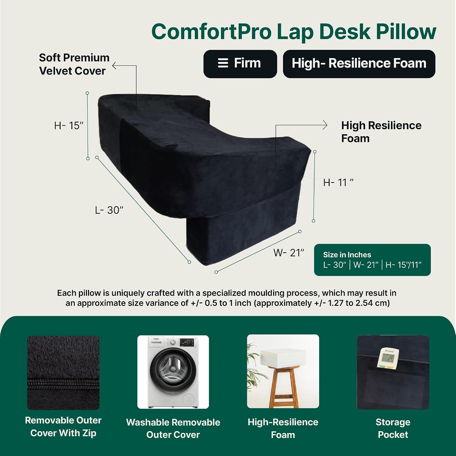 Wedge Pillow & Lap Desk Combo, For Laptops, Arm Rest & Reading Pillow - Black | Study & Reading - Adjustable Wedge Pillow, Headrest For Back Support & Lap Desk Pillow - Gaming Pillow