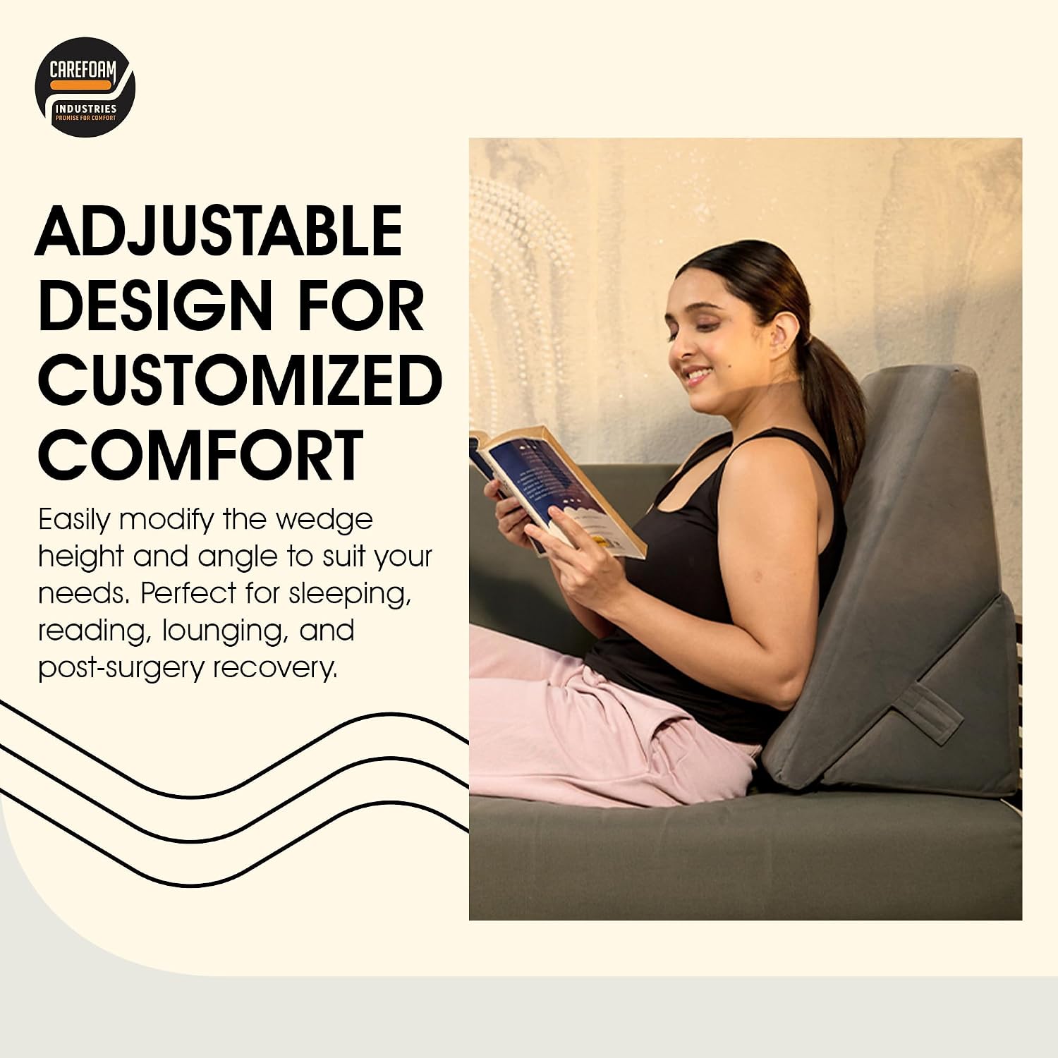 Wedge Pillow, Adjustable Memory Foam Bed Wedge Pillow For Sleeping, Grey - 22 X 22 X 12 Inch | For Acid Reflux, Gerd, Snoring, Pregnancy, Post-Surgical Recovery | Washable Velvet Cover