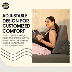 Wedge Pillow, Adjustable Memory Foam Bed Wedge Pillow For Sleeping, Grey - 22 X 22 X 12 Inch | For Acid Reflux, Gerd, Snoring, Pregnancy, Post-Surgical Recovery | Washable Velvet Cover