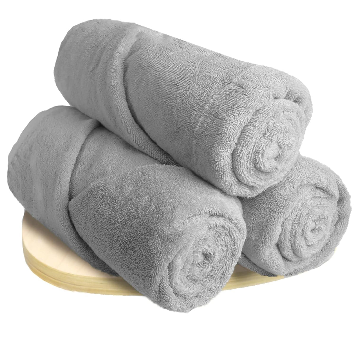 Heelium Bamboo Bath Towel 1500 Gsm | Ultra Absorbent 3x Softer Than Cotton Towels - Pack Of 3 (Light Grey)