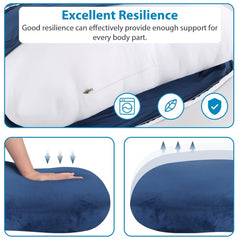 G Shaped Full Body Maternity Pillow For Pregnant Women, Dark Blue - 57 Inch | Washable Premium Cotton Cover | Adjustable Pillow, Multiple Positions Sleeping, Soft & Comfortable Pillow