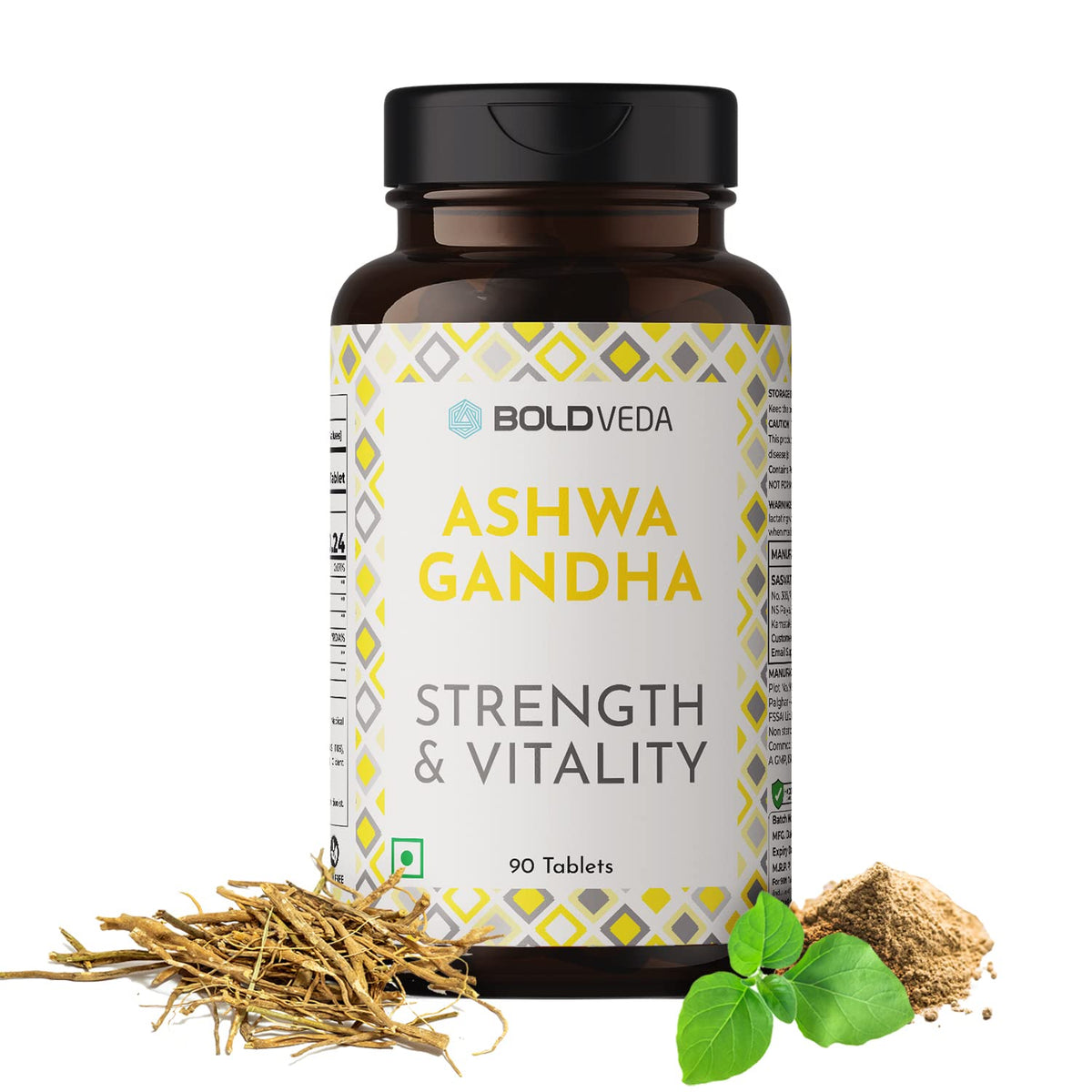 Boldveda Ashwagandha Tablets For Men & Women Ashwagandha Tablets 500mg For Stress Relief, Strength With Piperine For Wellness Support & Rich In Antioxidant | 90 Tablets 150gm 0.3lbs