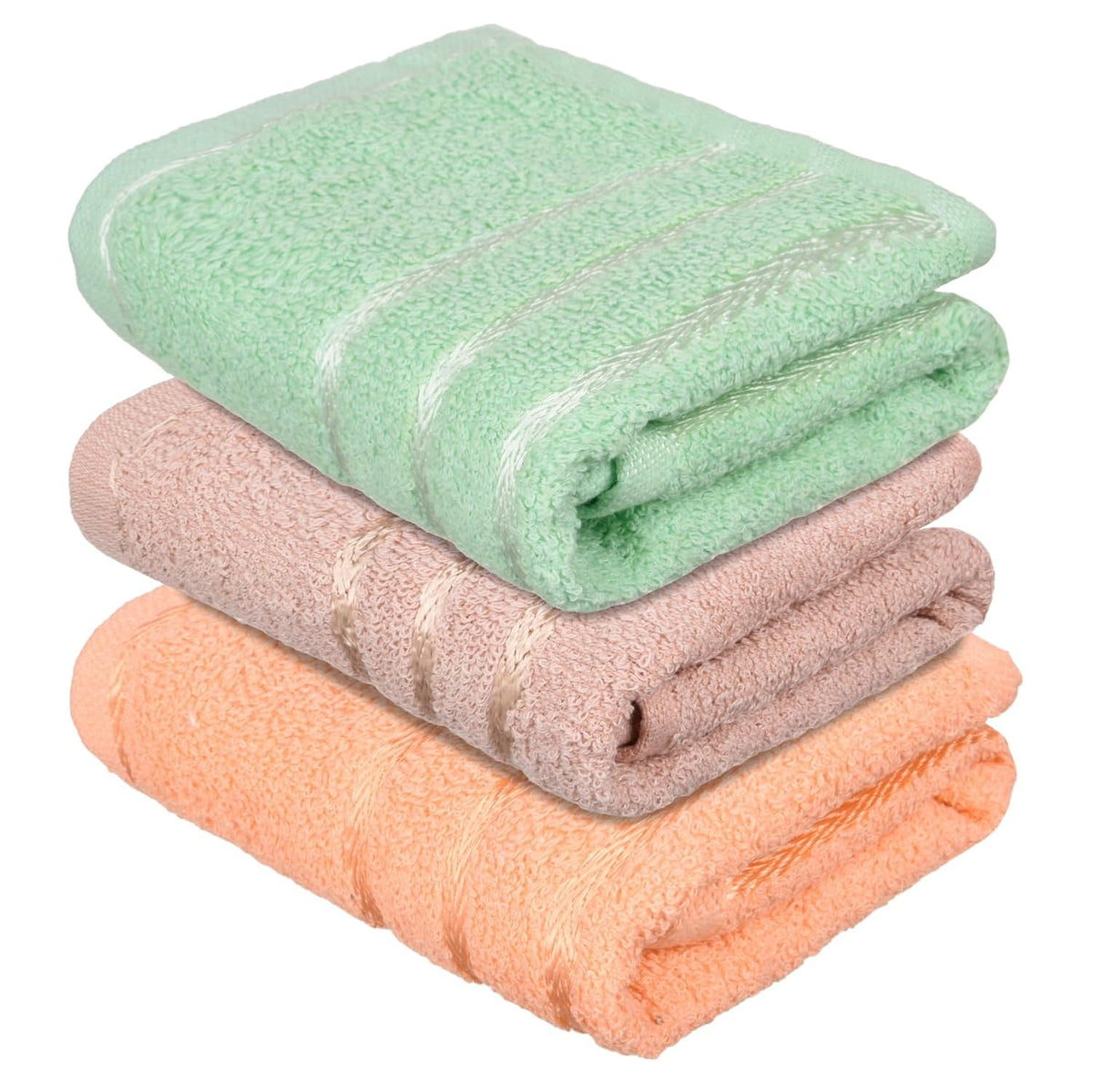 Kuber Industries Cotton Face Towel 600 Gsm | Workout Hand Towel Lining Design- Brown & White (Pack Of 3)