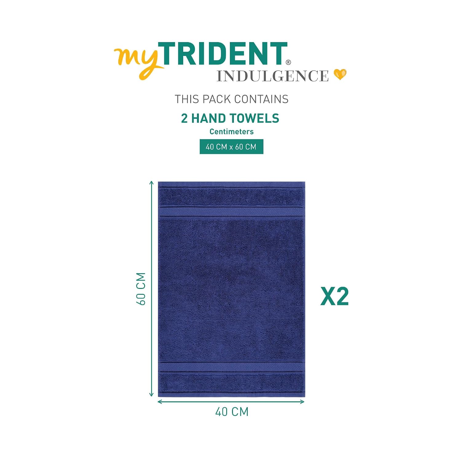 Mytrident Indulgence Collection Hand Towel 400 Gsm | 100% Cotton For Men & Women Hand Towel - Patriot Blue (Pack Of 2)