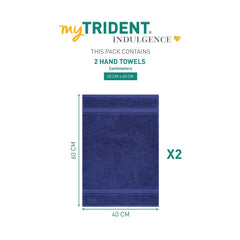 Mytrident Indulgence Collection Hand Towel 400 Gsm | 100% Cotton For Men & Women Hand Towel - Patriot Blue (Pack Of 2)