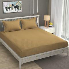 Plain Double Bedsheet For Queen Size With 2 Pillow Covers - 90 X 95 Inches, Beige | Wrinkle Resistant & Soft Skin Safe | All Season Comfort Fabric